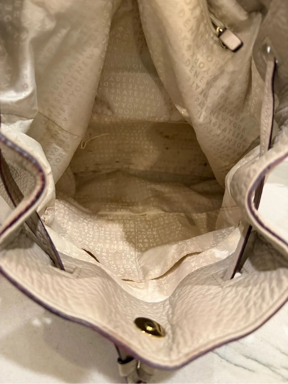 Kate Spade Leather Backpack Bundle- Black and Taupe)